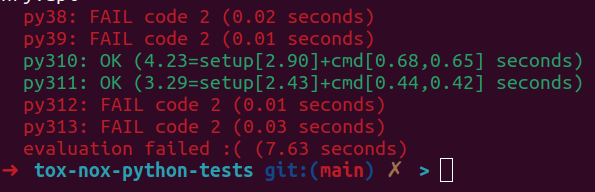 Tox Example Output